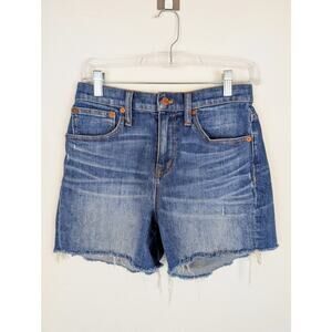Madewell Jean Shorts High Rise Waisted Raw Hem Curt Offs Boho Blue Size 25